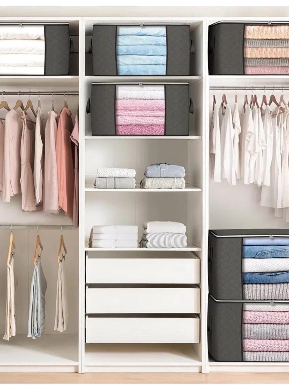 Gray Storage Bags - 6 Pack Closet Organizers